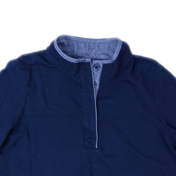 L.L.Bean Mens L Navy Blue 4 Button Denim Placket Long Sleeve Shirt - Picture 2 of 7